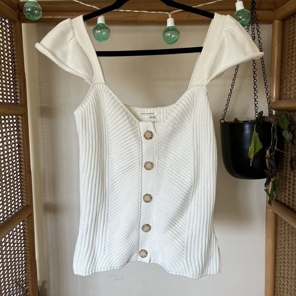 Anthropologie White Knit Top